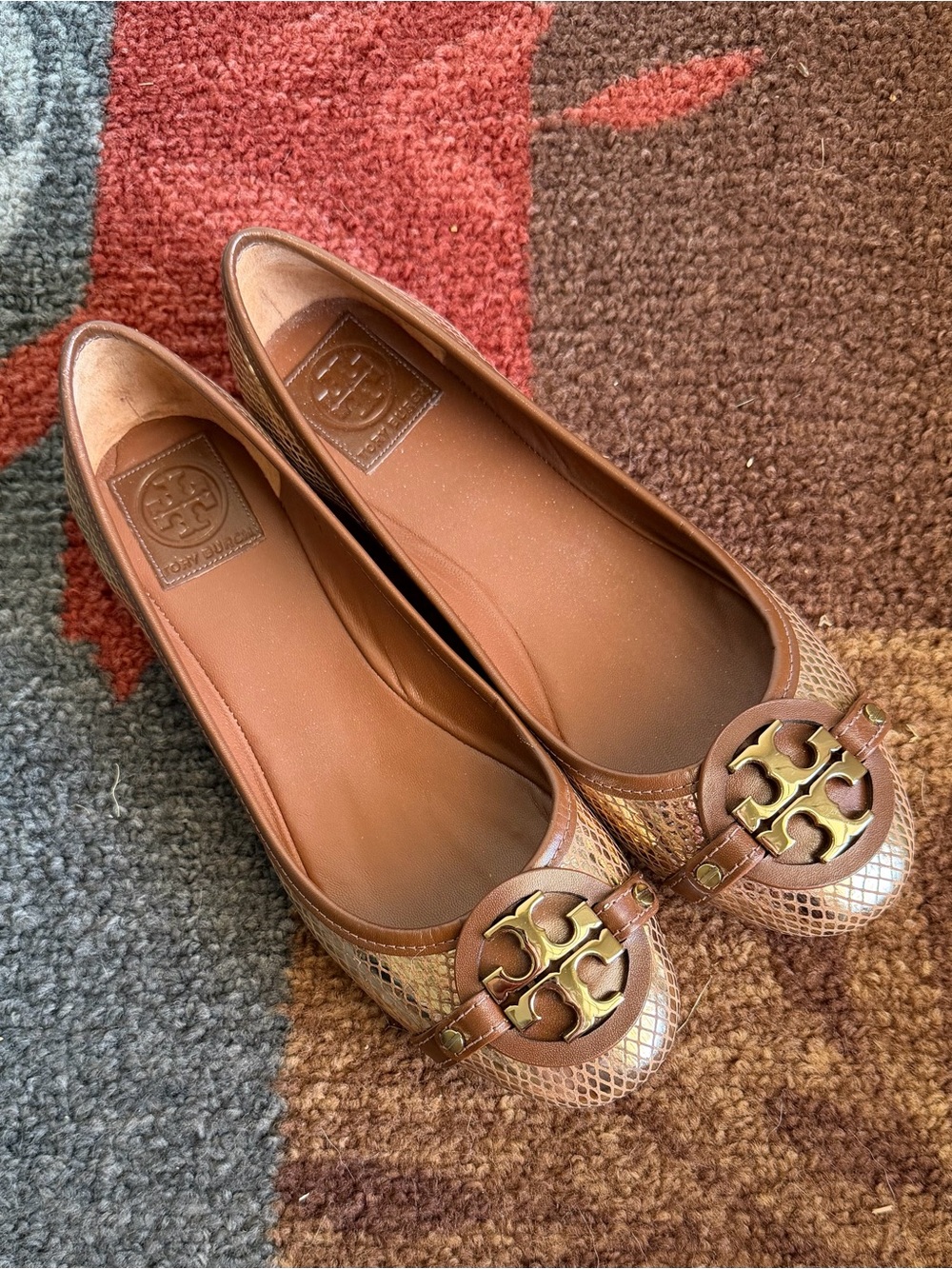 Tory Burch Aaden Ballet Mirror Snake Print Flats